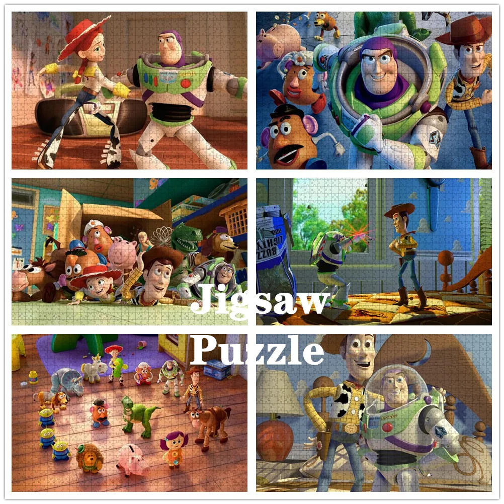 Puzzle dla dorosłych dzieci 300/500/1000 sztuk Disney Toy Story Movie układanka z motywem kreskówkowym puchatek gra i Puzzle dla dziecka prezent