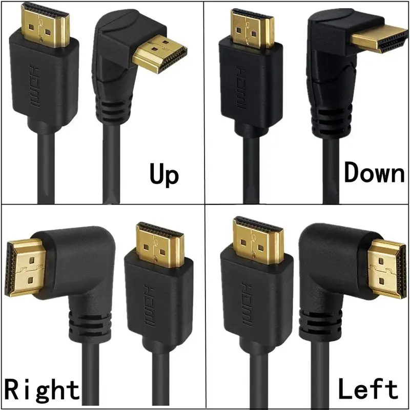 4K kabel 2.0 kompatybilny z HDMI 90/270 stopni kabel HDTV 15CM 0.6M 1.8M 1080P 3D dla projektor do komputera TV PS3 4 Ultra 3D komputer