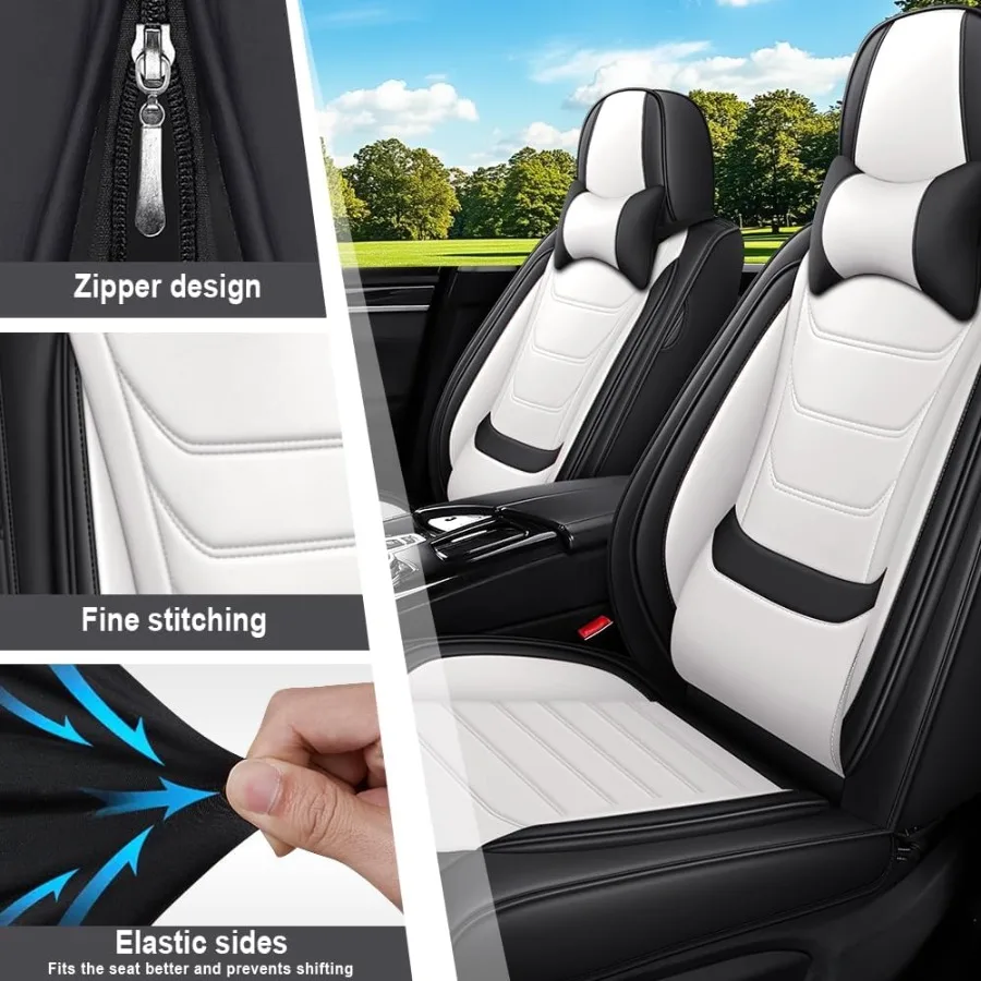 أغطية مقاعد سيارة فاخرة من جلد نابا مقاومة للماء مكونة من 5 مقاعد لسيارة تشيفي كامارو 20002024 قسط مريح مناسب مع وسادة هوائية متوافقة