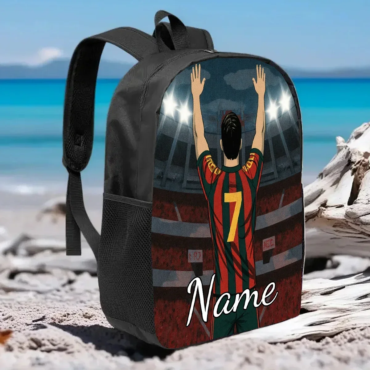 Custom Bag 1pc, Customizable Football Jersey Backpack With Name Personalization, Large Capacity 17-Inch Casual Backpack