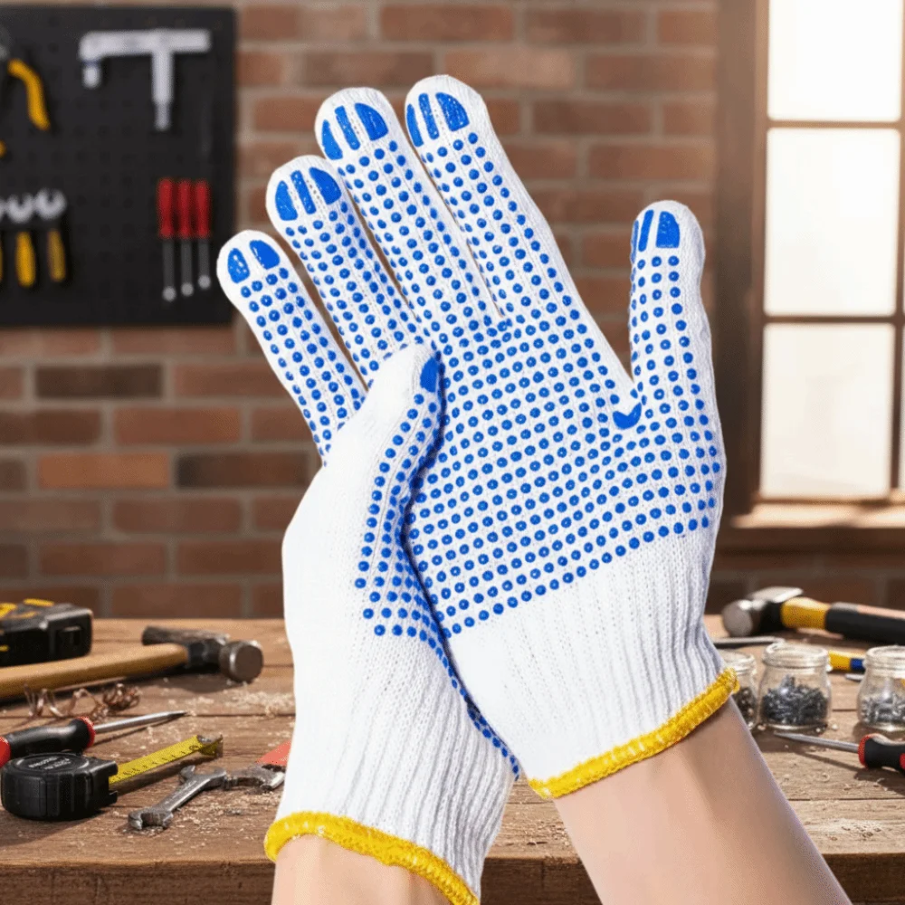 

48PCS/24Pairs Wear-Resistant Work Gloves Thickened Rubber Coated Safety Gloves Cotton Material Comfortable Anti Slip Gloves