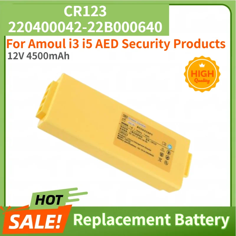 CR123 220400042-22B000640 High Quality Battery 12V 4500mAh for Amoul i3 i5 AED Security Products Brand New Replacement Battery