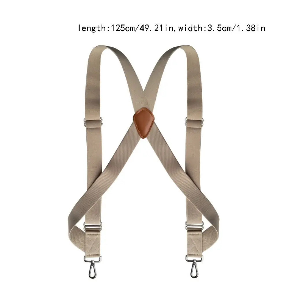 Suspender Retro Fashion untuk Pria Suspender Kulit 3.5Cm Gaya Inggris Klip Logam Setelan Klip Suspender Antiselip