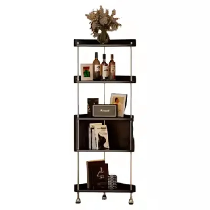 Corner Storage Rack, Mid-Century Shelf for Living Room & Bedroom, Multi-Functional Bookcase