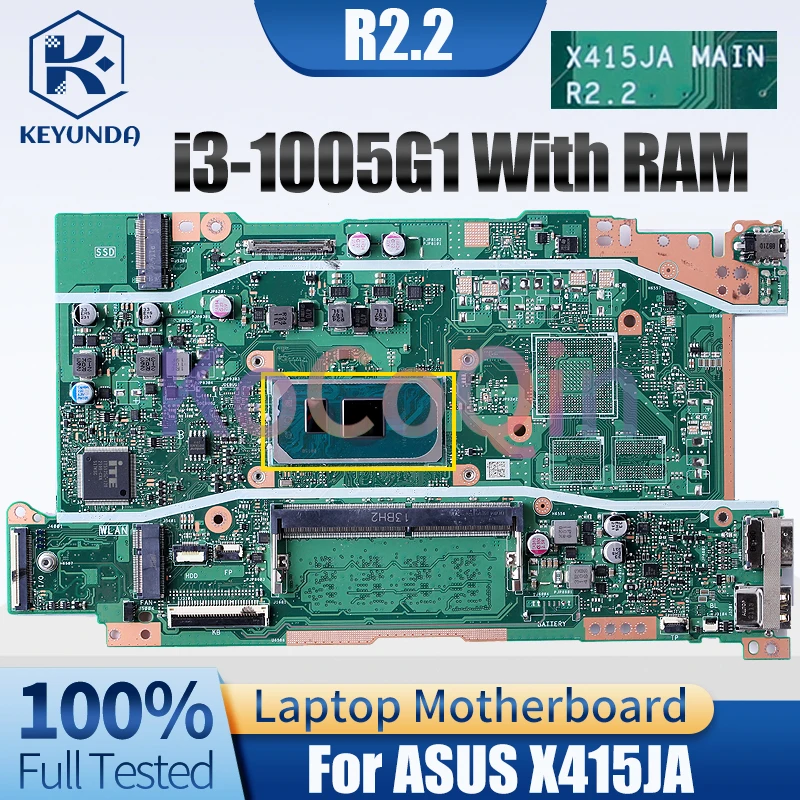 R2.2 For ASUS X415JA Notebook Mainboard SRGKF i3-1005G1 With RAM  Laptop Motherboard Full Tested