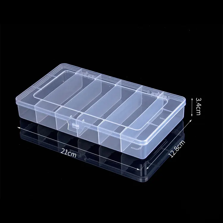 Caja de almacenamiento Rectangular de 6 rejillas, caja transparente de plástico PP, clasificación de señuelos, equipo de pesca, arreglo de