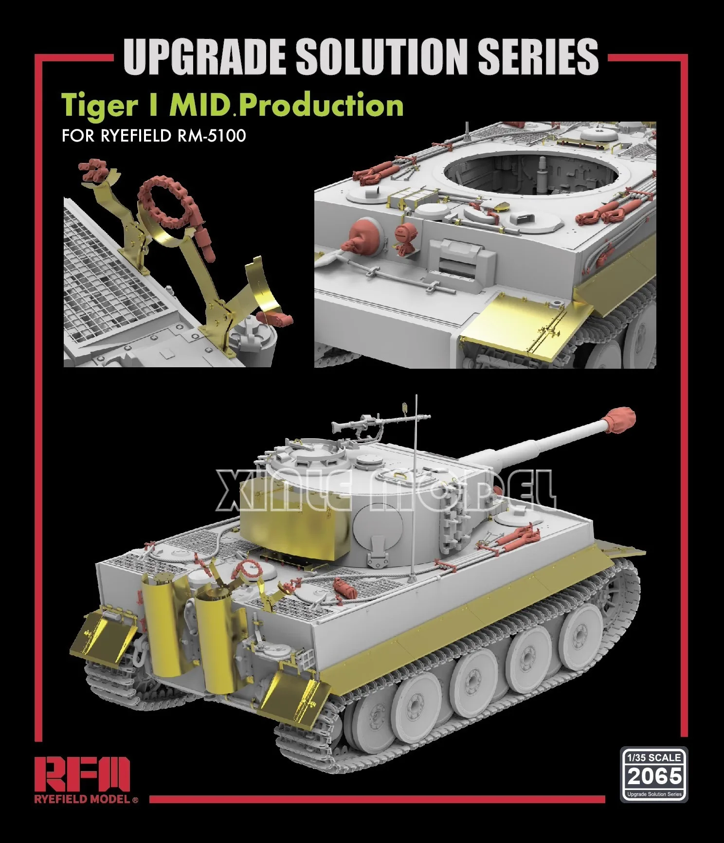 

Ryefield model 1/35 tank kit RM-2065 Tiger Tank Mid-term Upgrade Adapted to RM-5100 Military Toy Model Hobby