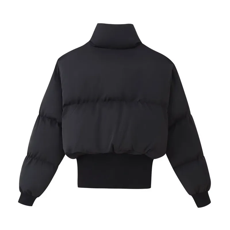 HKSH شتاء جديد إمرأة معطف مبطّن الوقوف طوق سستة كم طويل المرقعة الخصر Cinching موضة Ins قصيرة سترة دافئة HK12838