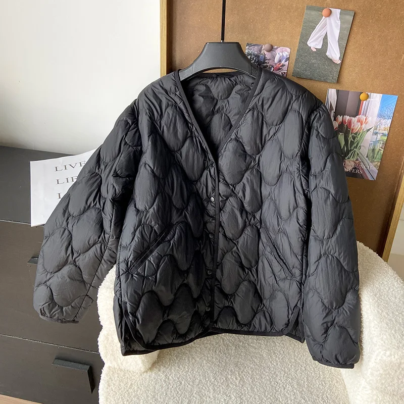 2026 New Autumn Winter Warm Puffer Coat Women Light Thin 90%White Duck Down Jacket Female Short Single Breasted Outwear