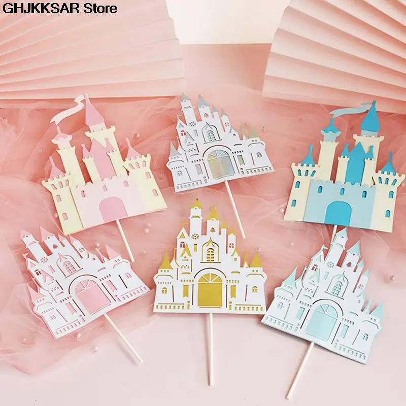 Castle Princess Cake Topper For Wedding Baking Supplies Party Decor Acrylic Valentine's Day Anniversary Baby Love Gift Cake Flag