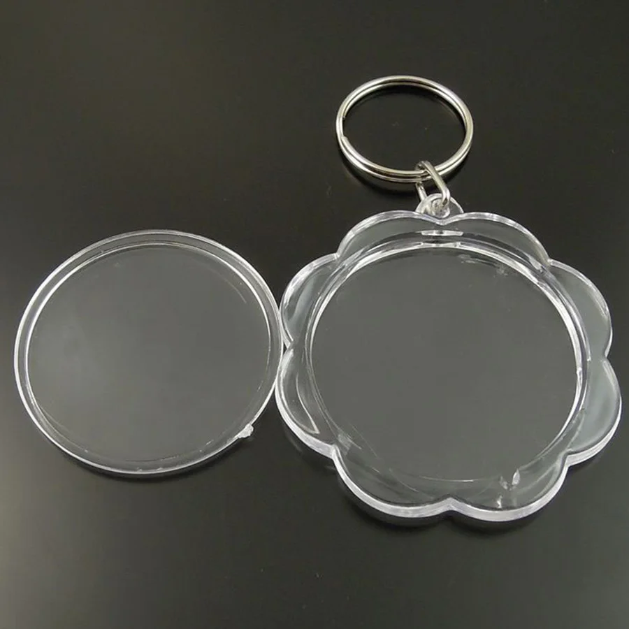 8pc Clear Transparent Round Water Wave Shape Key Chain Latest Design Key Ring Gift Best Selling Key Holder Inner Size 44mm 35666