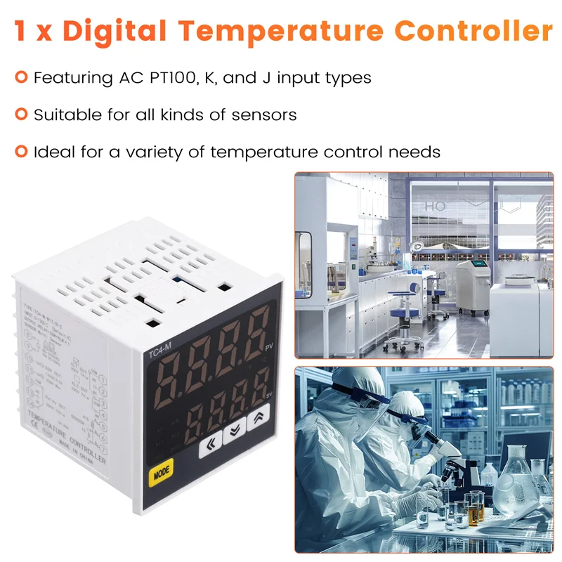 ABDE-ترموستات جهاز التحكم الرقمي في درجة الحرارة AC85-265V AC PT100 K J المدخلات TC4M PID التحكم في درجة الحرارة منظم الحرارة 1300 ℃