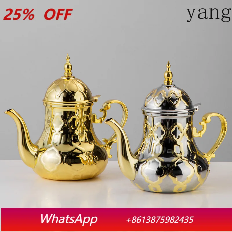 

LMM1.4L Stainless Steel Middle East Teapot Coffee Pot Gold Silver Teapot Mocha Pot
