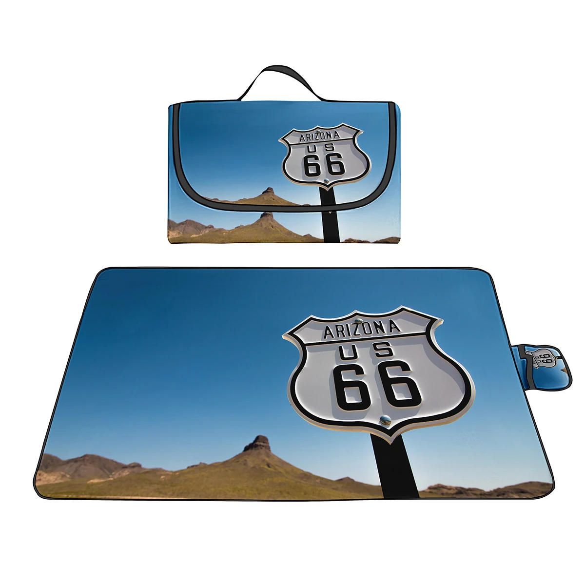 

Picnic Mat Waterproof Sandproof Route 66 Poster Large Outdoor Handy Oxford Lightweight Beach Mat for Beach Camping Travelling