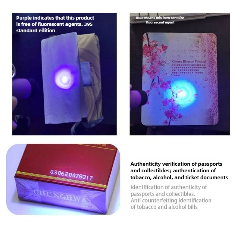 Ultraviolet Flashlight Household Purple Light Money Detector Lamp USB Rechargeable Plastic Mini Fluorescent Agent Tester Pen