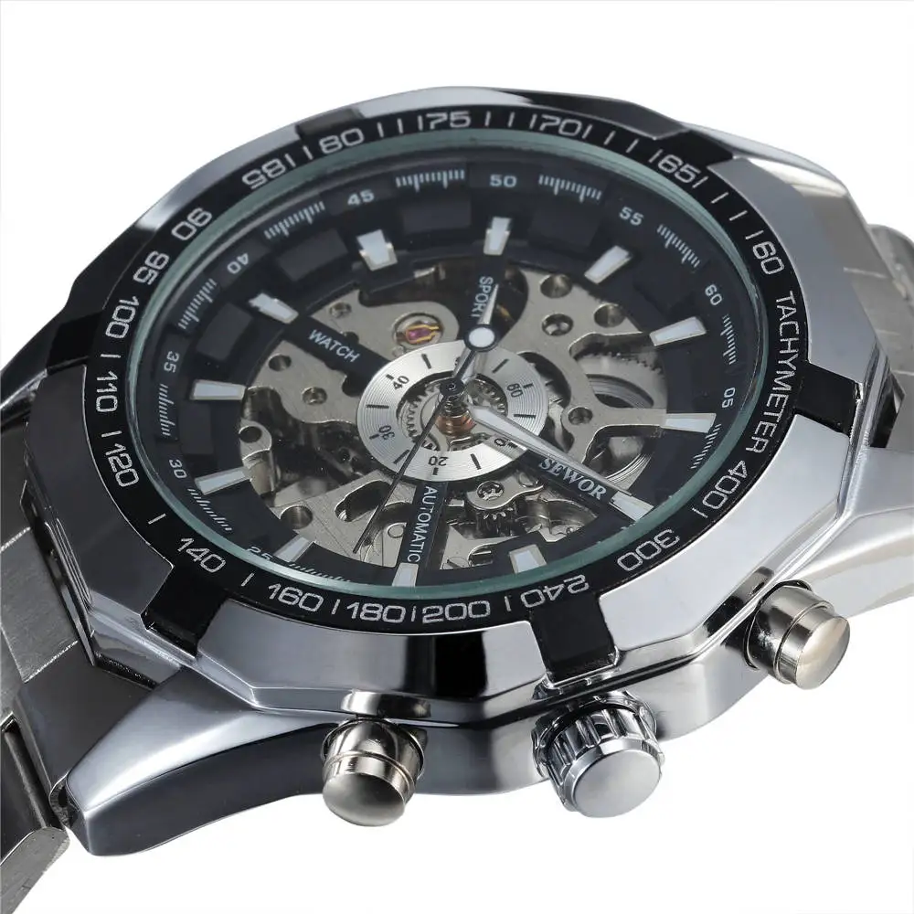 

SEWOR Watch Men Skeleton Watches Fashion Casual Sport Automatic Mechanical Wristwatches Men Reloj Hombre Relogio Masculino