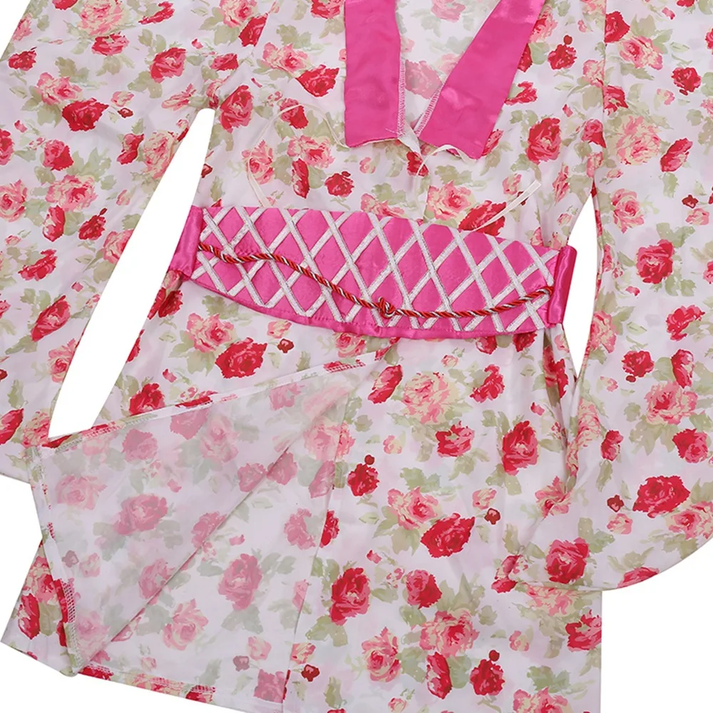 Girls Asian Princess Japanese Sakura Geisha Child Ceremonial Ethnic Kimono National Halloween Costume