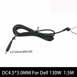 Copper DC Tip Plug Connector Cord Cable for Dell HP Laptop Charger Adapter black Pin 4.5*3.0mm With Led Light 1.5M