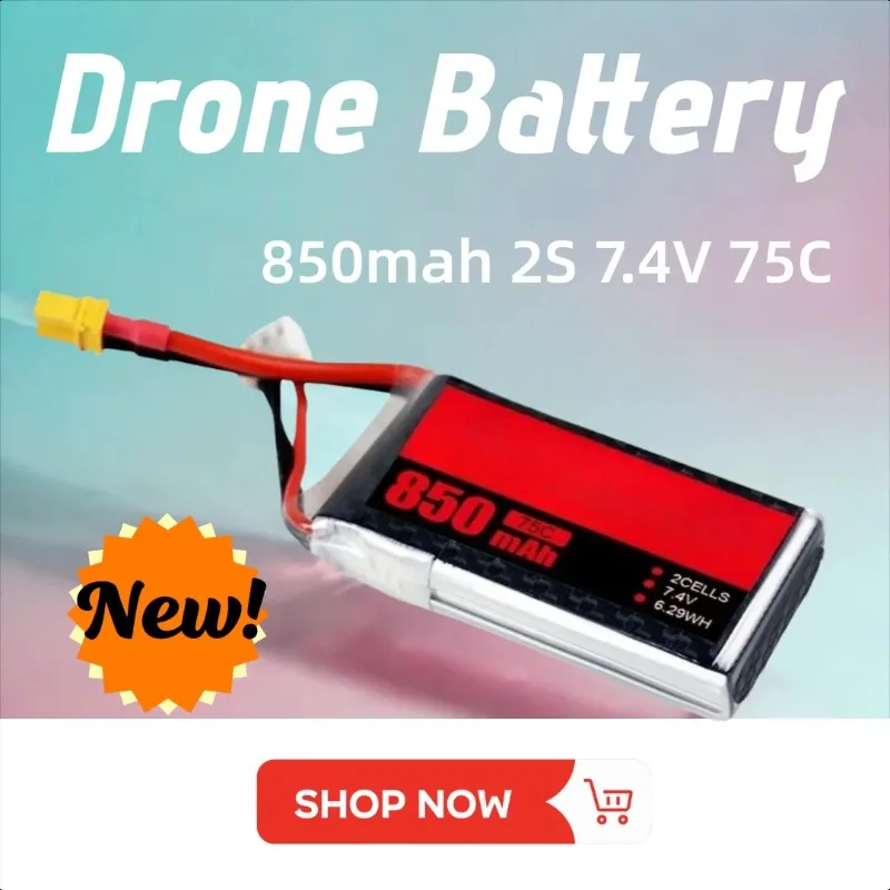 

XT30/XT60 850mah 2S 7.4V 75C LIPO Battery for RC Helicopter Quadcopter FPV Racing Drone Rechargeable Battery