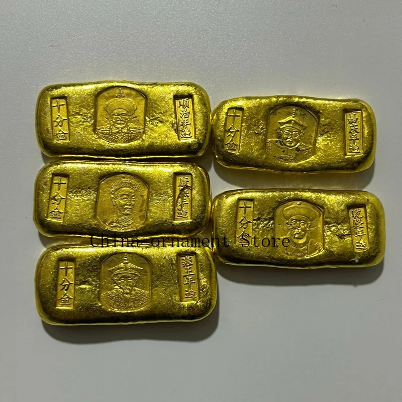 Antique coin collection: a set of five Qing Dynasty Five Emperors gold ingots, special price with free shipping