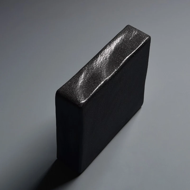 Tee-Tablett aus Naturstein, 15 cm, quadratisch, aus schwarzem Basalt, saugfähiger Teekannenhalter, Gongfu-Teezeremonie, Wabi-Sabi Zen Teegeschirr, Geschenk – Detail 3