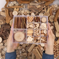 1set small wooden block handmade DIY natural log block set box, can be used for diy handmade wooden craft production