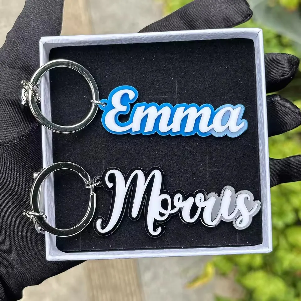 Name Double Nameplated Memorial Anniversary Gift Jewelry Backpack Diaper Bag Tag Personalized Custom Name Acrylic Keychain