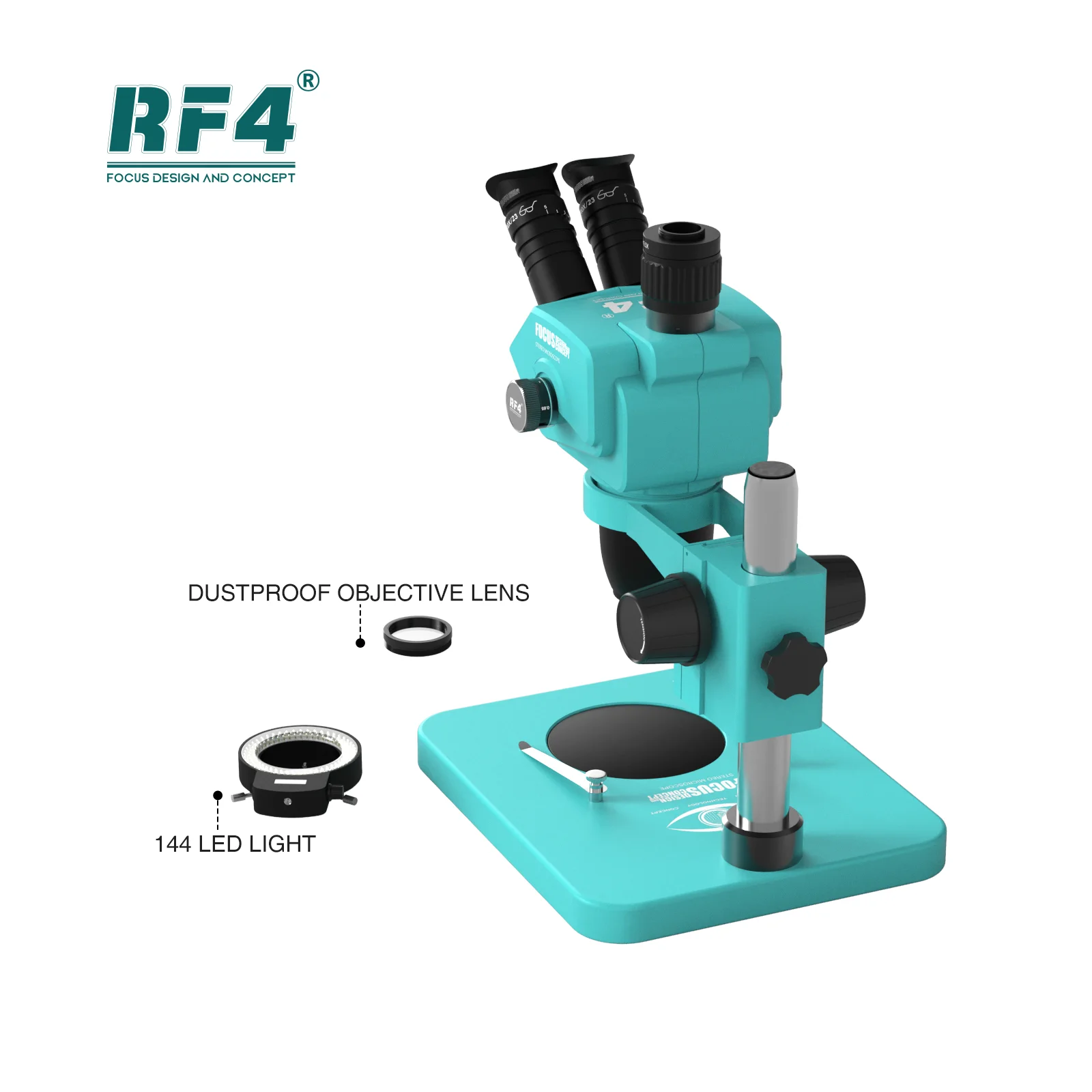 Nowy RF4 6565R może stale powiększać 6.5-65X Zoom stereoskopowy mikroskop trójokularowy do naprawa spawalnicza telefonu komórkowego