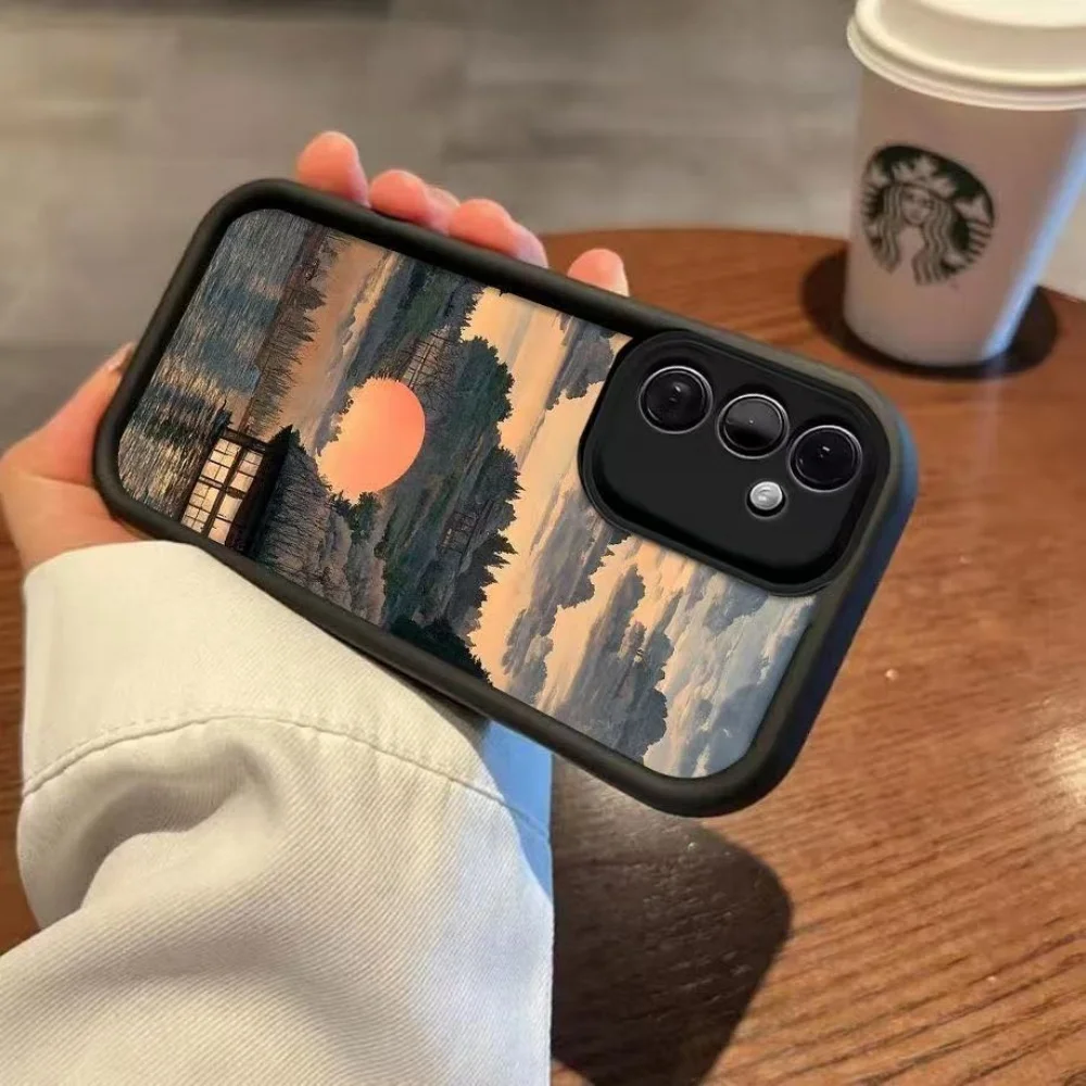 For Samsung Galaxy A73 A72 A71 A56 A55 A54 A53 A52 A51 A50 S 4G 5G Sunset Landscape Painting Silicone Phone Case Protect Cover view 4