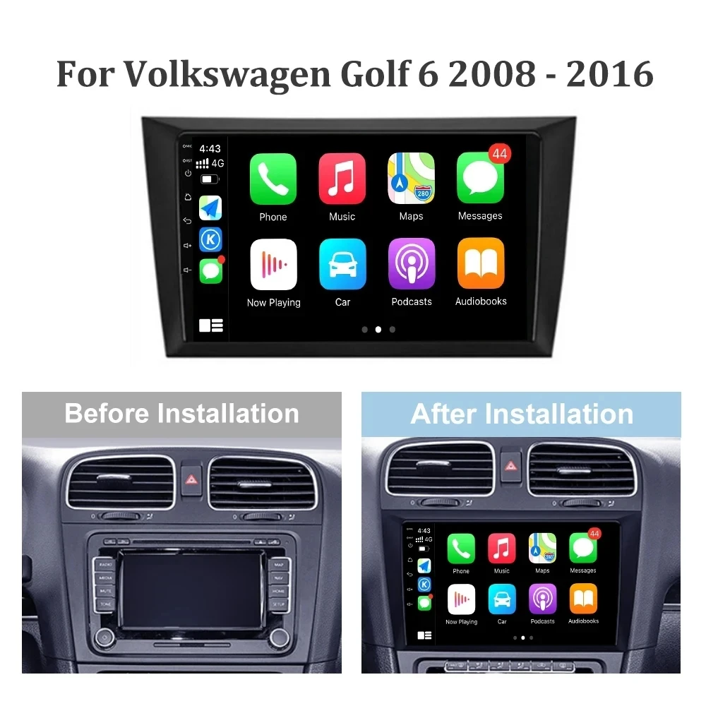 Android 14 Carplay Auto For Volkswagen VW Golf 6 MK6 2008-2016 Car Radio Multimedia Player 4G Navigation Stereo Head Unit 2din