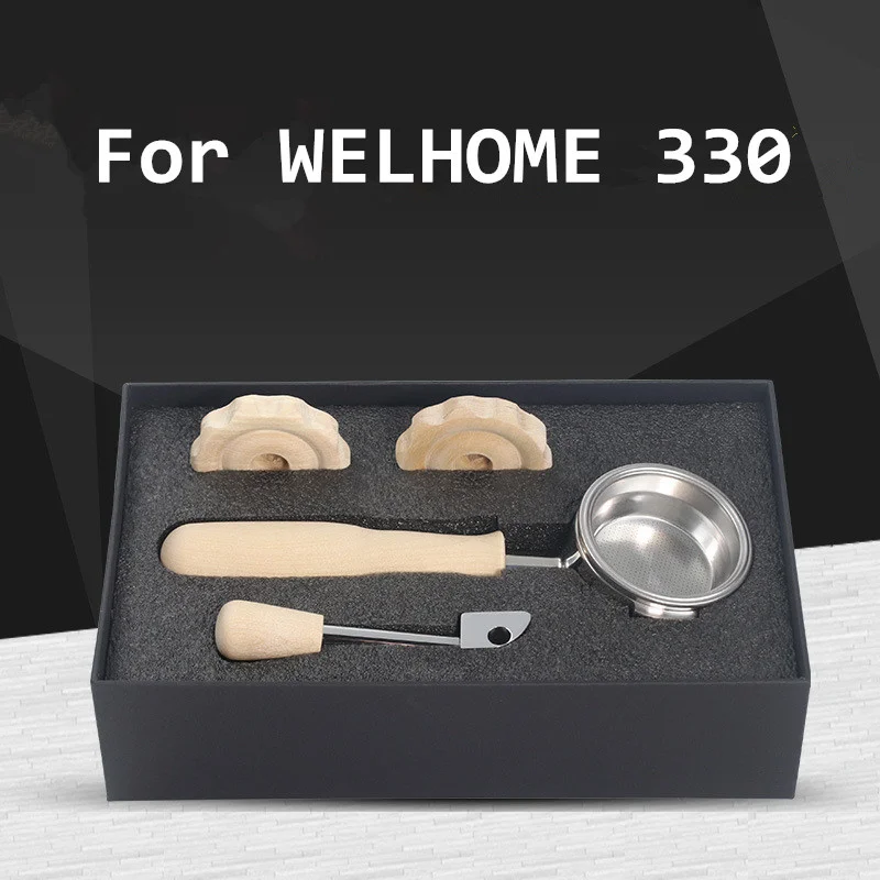 58mm Coffee Portafilter For Welhome 330 Stainless Steel Coffee Handle With 2Cup Basket Wood Knob Screw and Switch handle