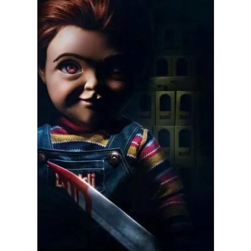 J0066 الطفل لعب فيلم الرعب 2019 تشاكي فيلم الجدار ملصق الحرير المشارك الفن ضوء قماش ديكور المنزل