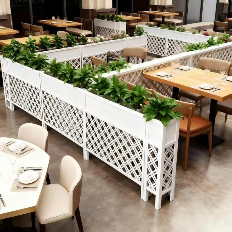 Log color restaurant partition flower stand, special outdoor wooden fence fence, outdoor indoor dill pot shelf