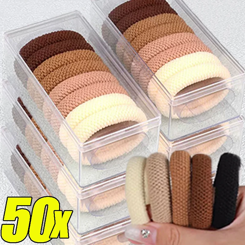 

5/50 разных цветов, высокая эластичность, утолщенные, универсальные, простые резинки для волос, удобные для волос, разные цвета, резинки для волос, аксессуары для веревки