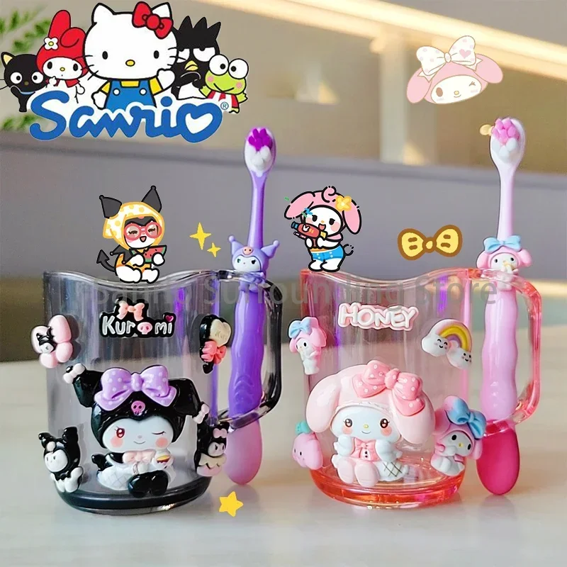 

2Pcs Sanrio Mouthwash Cup Set Children's Cartoon Kuromi My Melody Toothbrush Cup Toothbrush Storage Rack for Kid Washing Cup Set