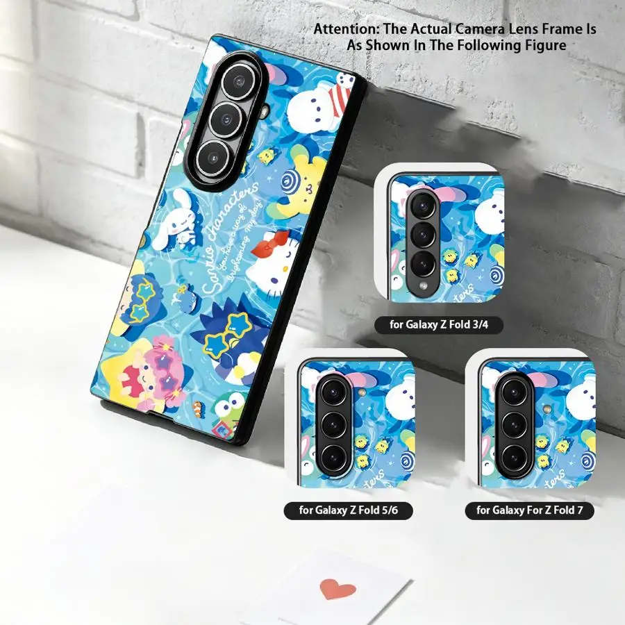 Marine Sanrio Fun Back Phone Cover Funda Case for Samsung Galaxy Z Flip 8 Flip5 Flip3 Flip4 Z Flip 7 6 5 4 3 Flip6 Z Fold 8 7 6