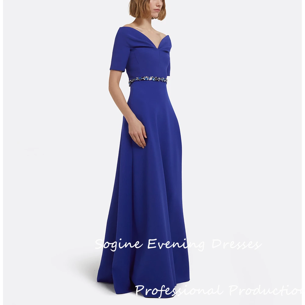 Königsblaue Crêpe-Abschlussballkleider 2025, schulterfrei, nackter Ausschnitt, فسات Nadel Diego Diego Diego Meerjungfrau, lange formelle Cocktailparty-Kleider