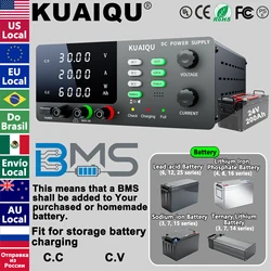 KUAIQU DC Power Supply Adjustable, 0V~60V 0A~30A Regulated Lab Power Supply For Storage Battery Charging, Extend battery life