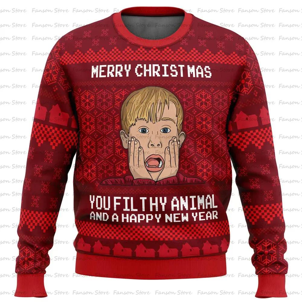 Merry Christmas Home Alone Ugly Christmas Sweater Cartoon Anime Women Men Pullover Tops 2025 Fashion Couple Hoodie Sweatshirt