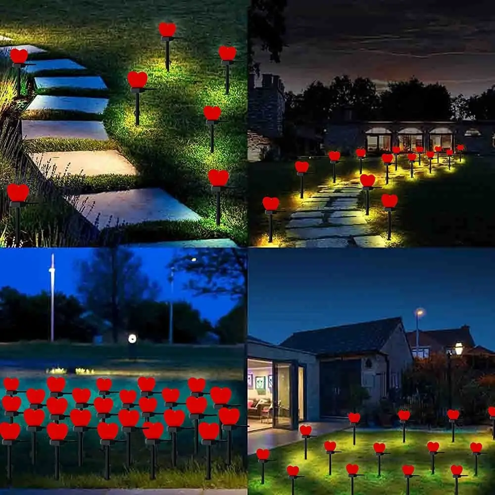 Energy Conservation Heart-shaped Solar Lights Waterproof Love Landscape Plug-in Lamp LED ABS Atmosphere Lights Courtyard