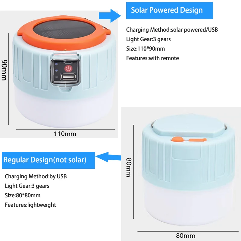 Wholesale Long Life Outdoor LED Solar Powered Lamp for Camping USB Rechargeable Multifunctional Emergency Lantern with Remote