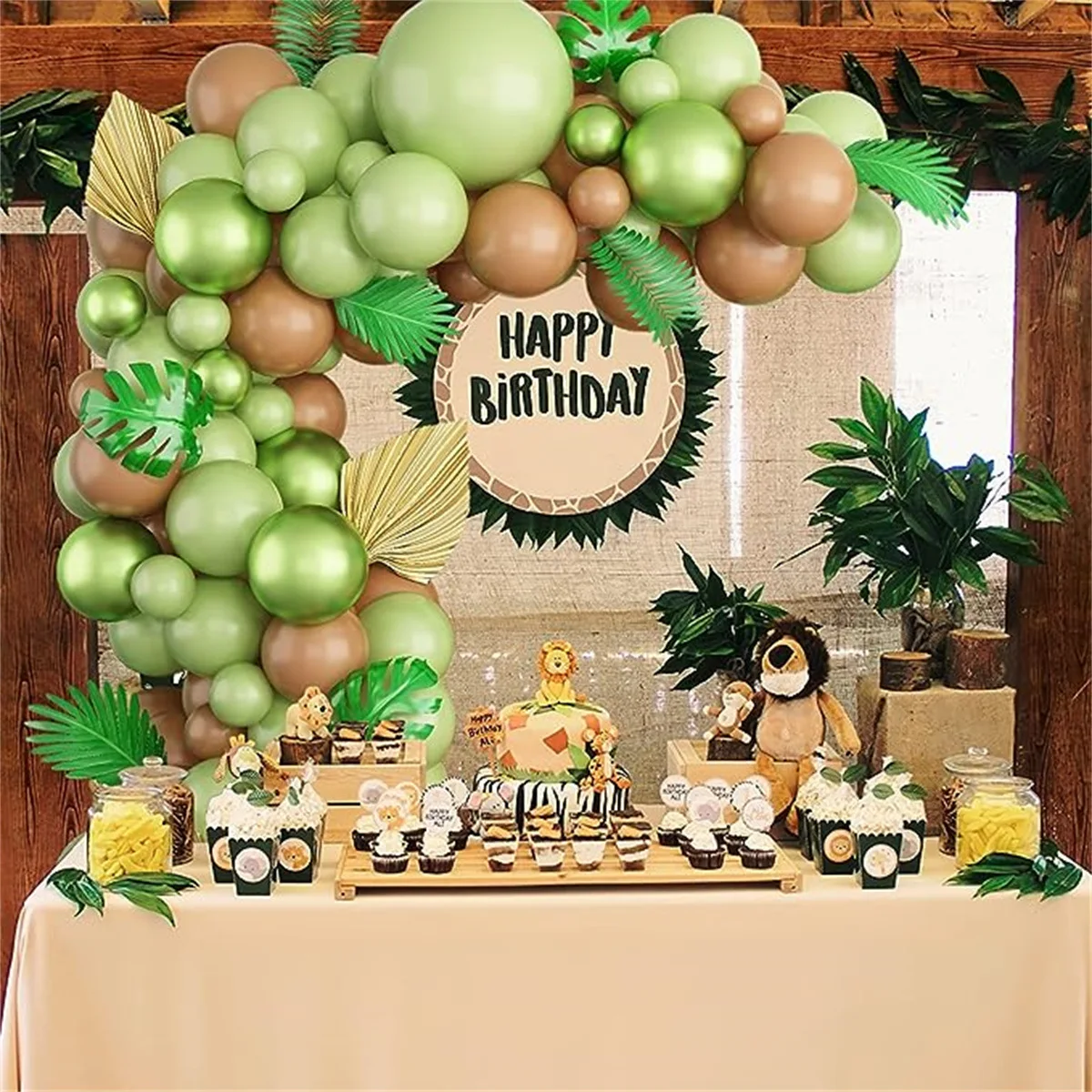 

Green Balloon Garland Arch Kit Jungle Safari Party Baloon Birthday Party Decor Kids Baby Shower Wild One Wedding Latex Ballons