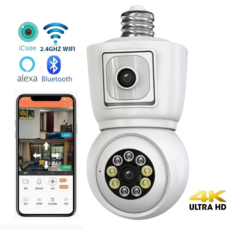 

360° Video Wifi Camera Dual Lens Dual Screen Automaic Tracking 4mp Night Vision Outdoor Two Way Audio Color Security Camera New
