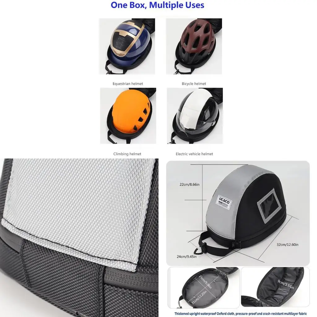 Q39E Protective Helmet Organiser Case for Training Travel, Padded Closure Bag for Ski and Cycling Helmets with Structured for