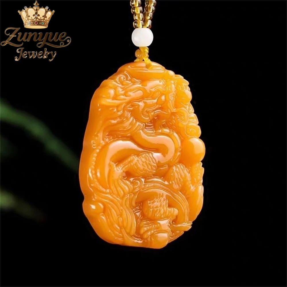

Hetian Yellow Dragon Jade Tyrannosaurus Rex Pendant Luxury Quality Fashion Fine Jewelry Exquisite Elegant Charms Popular Young