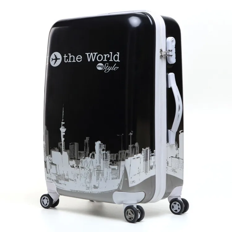 Baggage 20/24 inch rolling spinner wheels scrawl trolley suitcase luggage Bags Man Women ABS+PC travel case Pull Rod trunk Bag
