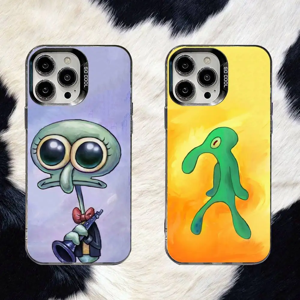 

Squidward Phone Case For iPhone 16,15,14,13,12,11,8,7,Pro,Max,Plus,Mini,XS,SE Anti Fall Black Matte Hard