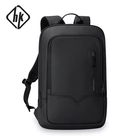 Hk Slim Laptop Backpack Men 14 Inch Office Work Women Backpack Thin Business Bag Unisex Black Ultralight Small Backpack School