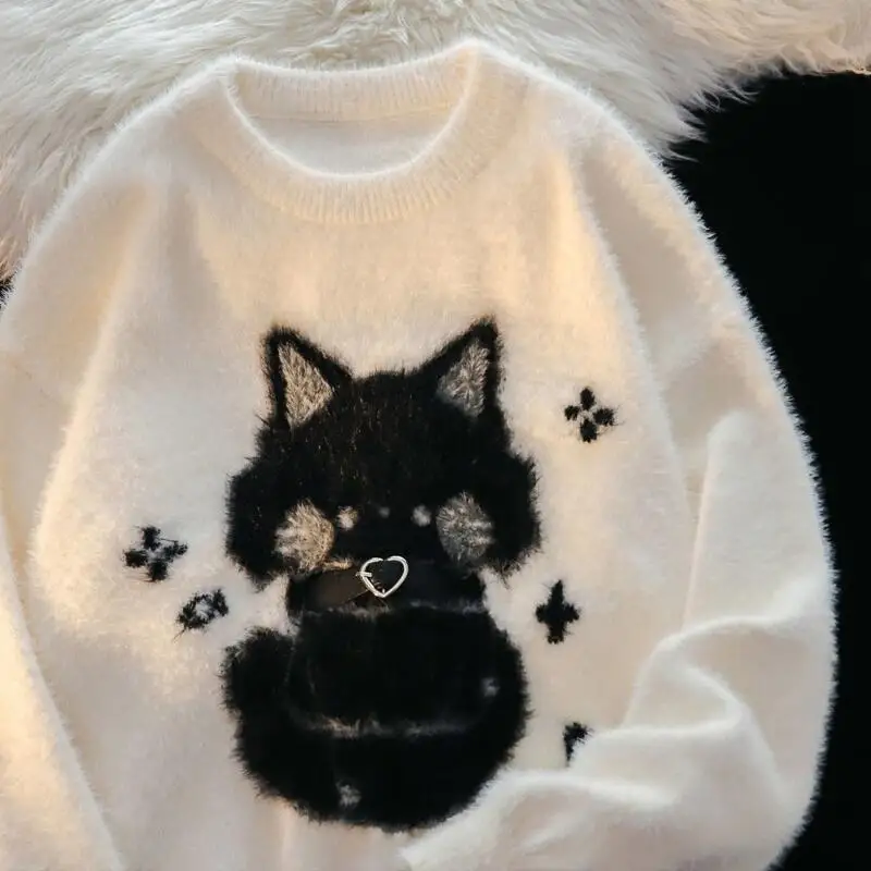 

Hot 2025Newautumn Winter Fashion Women Clothing Lazy Style Cute Hellokitty Sweater Comfort Warm Versatile Couple Knittedsweater