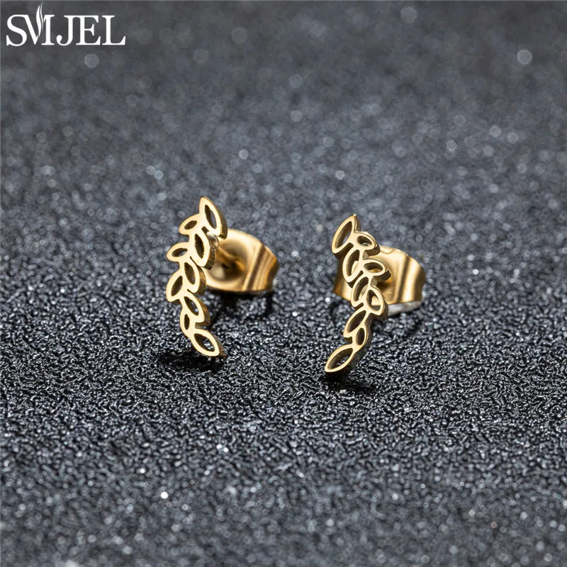 Böhmen Mode Blätter Ohrstecker für Frauen Kleine Edelstahl Ausgehöhlte Blatt Ohrringe Hawaii Strand Piercing Schmuck